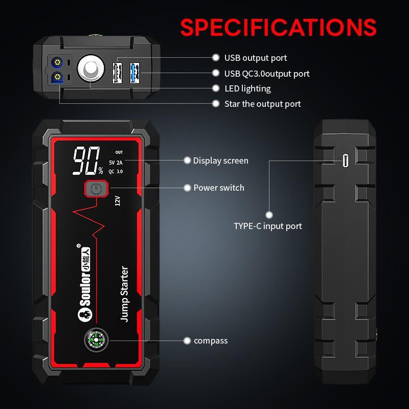 Car Emergency Start Power Set, 1 Set Car Jump Starter Emergency Start Power Set, Summer Gift, Car Emergency Starting Power Set