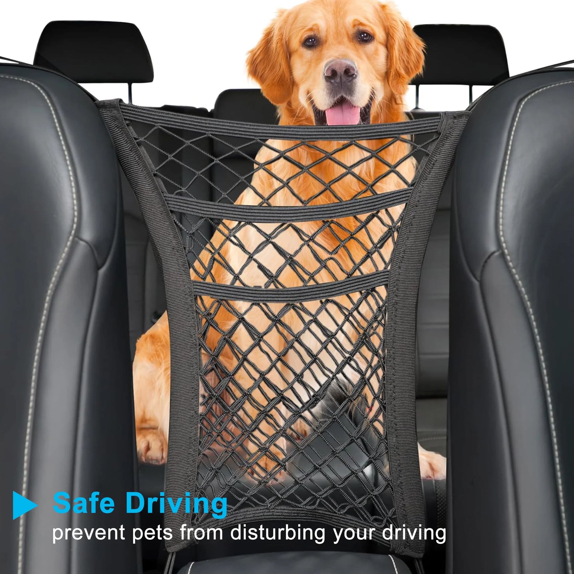 Dog Car Barrier 3-Layer Car Mesh Organizer with Four Safety Hooks Stretchable Dog Barrier for Suv Truck Car