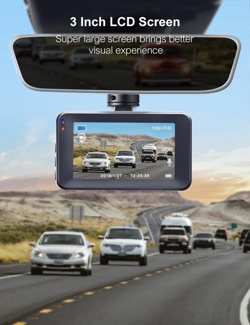 Dual Action Dash Cam: Front and Rear Loop Recording