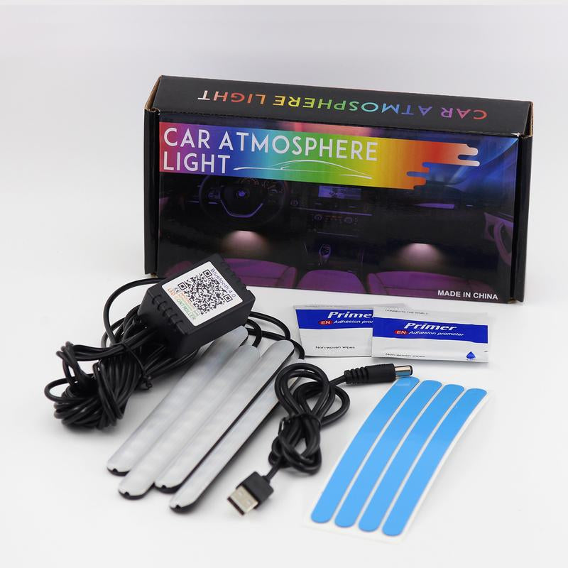 【Denvosi】Car Led Light Interior, RGB Dreamcolor inside Car Light Music Sync, under Dash Footwell Automotive Strip Light, 12V Acrylic Strip Light for Vehicle, Truck,Jeep, SUV with Car Charger(1Set)