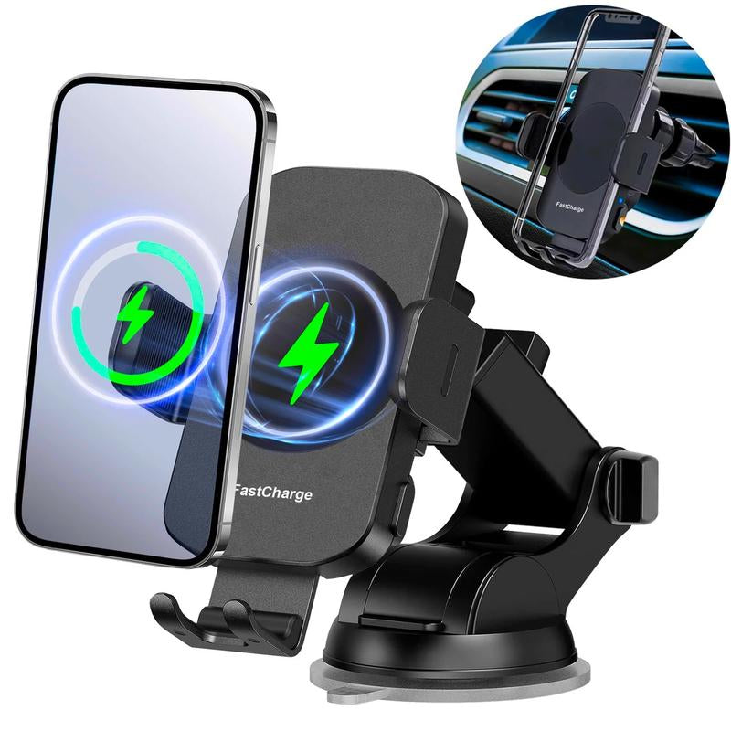 Wireless Car Charger, 15W Fast Charging 360° Adjustable Auto Clamping Car Phone Holder for Iphone 16 15 14 13 12 11 , Fits Samsung Galaxy