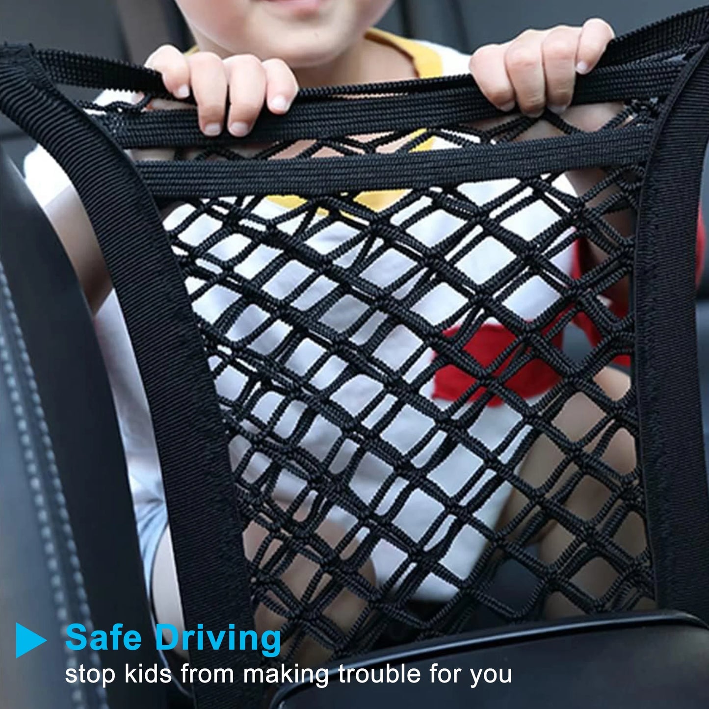 Dog Car Barrier 3-Layer Car Mesh Organizer with Four Safety Hooks Stretchable Dog Barrier for Suv Truck Car