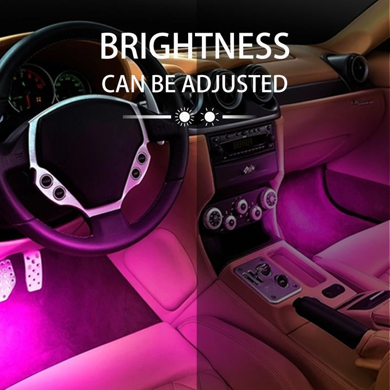 【Denvosi】Car Led Light Interior, RGB Dreamcolor inside Car Light Music Sync, under Dash Footwell Automotive Strip Light, 12V Acrylic Strip Light for Vehicle, Truck,Jeep, SUV with Car Charger(1Set)